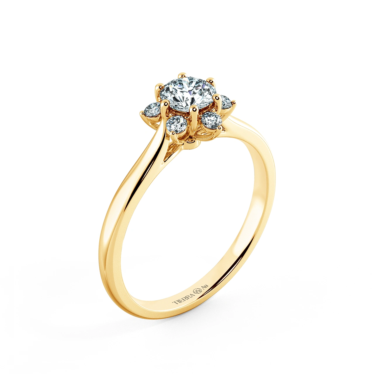 Small Halo Snowflake Engagement Ring with Shiny Band NCH2001 4